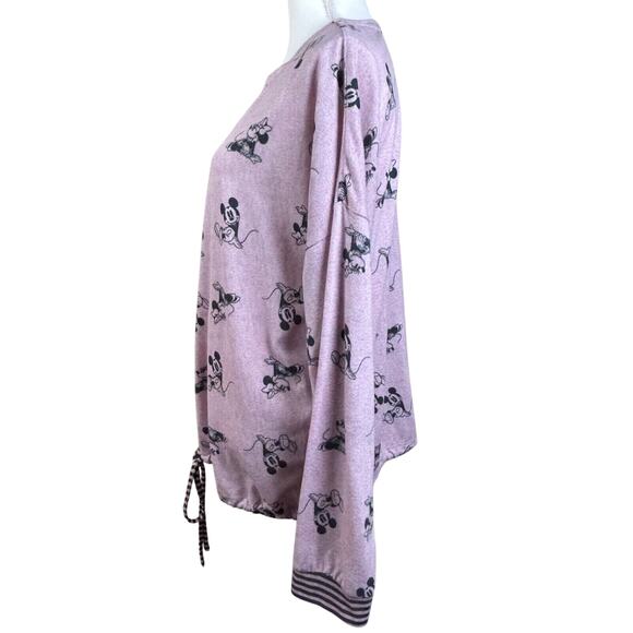 Disney Top Sze XL Pink Cozy Pajama Lounge Mickey Mouse Adjustable Hem Sweatshirt - Picture 4 of 9